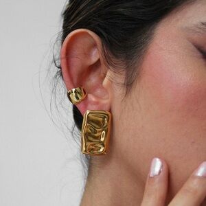 18K Gold Plated Irregular Rugged Big Square Earrings